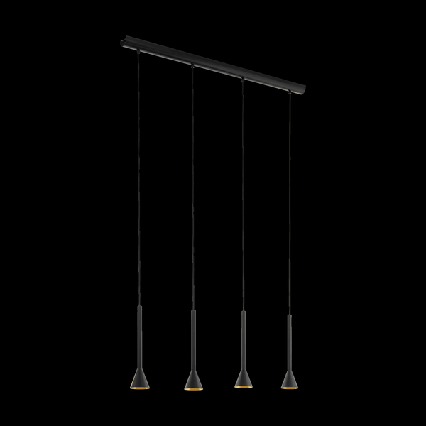 Cortaderas Four Light LED Bar Pendant in Black and Gold