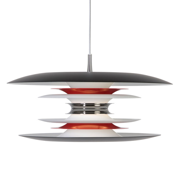 Diablo Large 500mm Single Metal Pendant Flat Black and Glossy Red