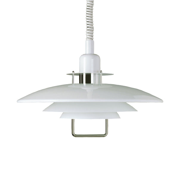 Primus II 430mm Rise and Fall Pendant Light in White and Chrome
