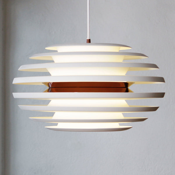 Ellipse 500mm Pendant Light Flat White with Brass Band