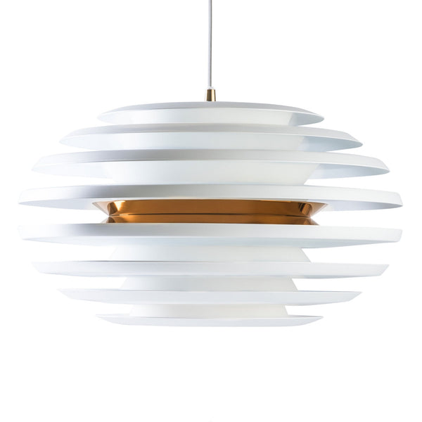 Ellipse 500mm Pendant Light Flat White with Brass Band