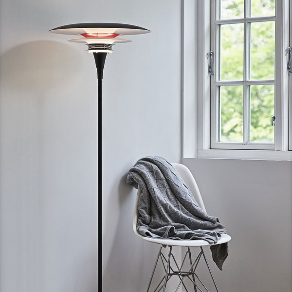 Diablo Metal Floor Light in Flat Black and Glossy Red