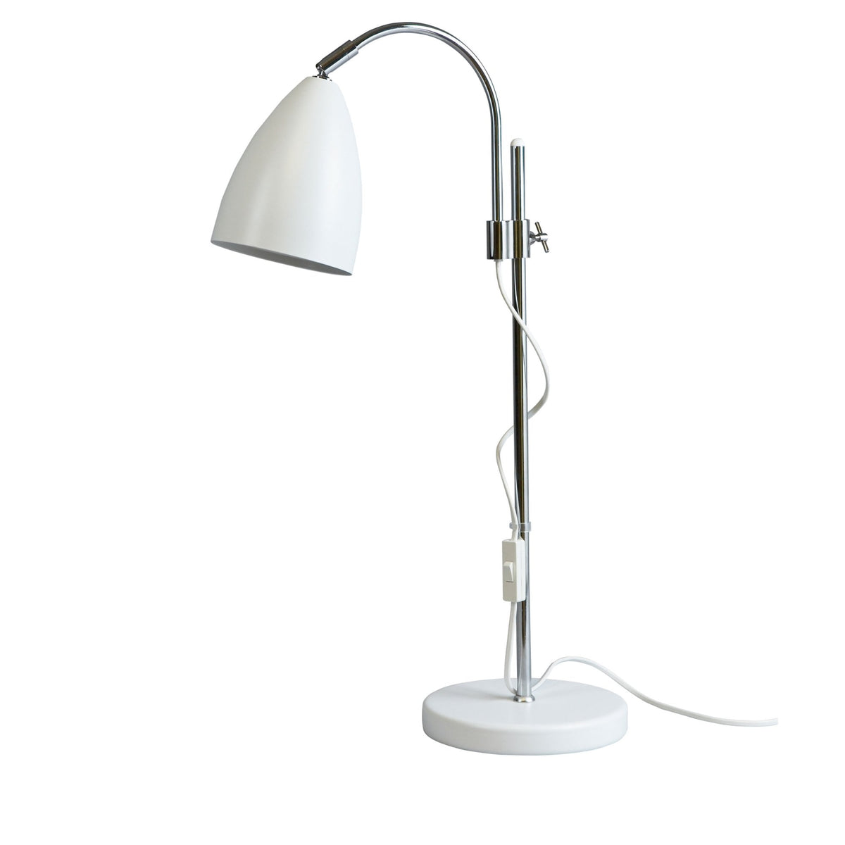 Sway Height Adjustable Table Lamp in White and Chrome