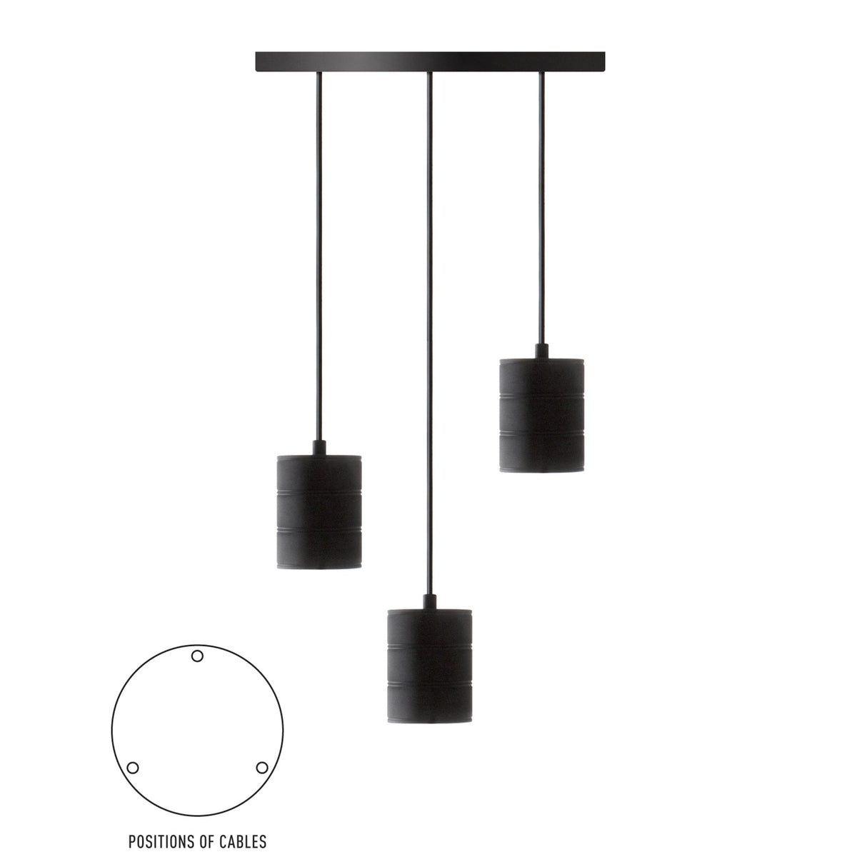 Retro Black 3 x E27 Ceiling Plate Designed for XXL Giant Lamps