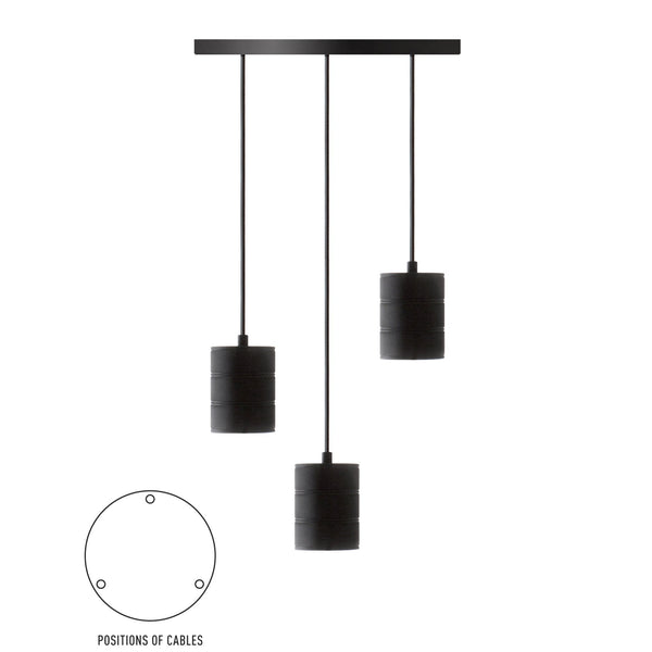 Retro Black 3 x E27 Ceiling Plate Designed for XXL Giant Lamps