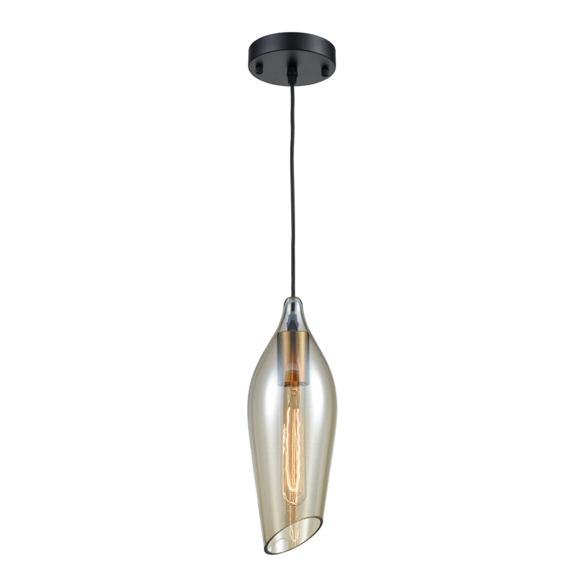 Tregada Pale Amber Glass Angle Cut Glass Pendant