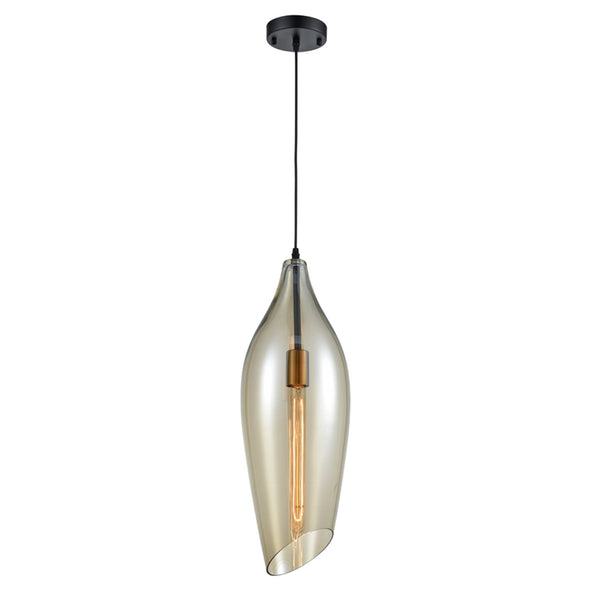 Tregada Large Pale Amber Glass Angle Cut Glass Pendant