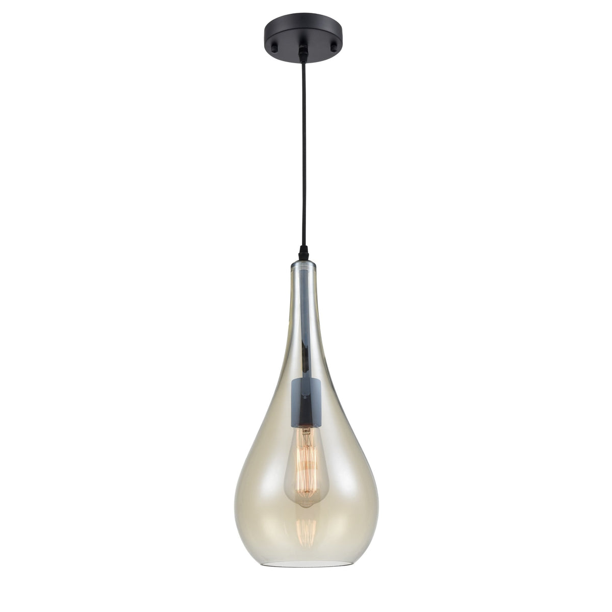 Ashill Pale Amber Glass Single Pendant Light