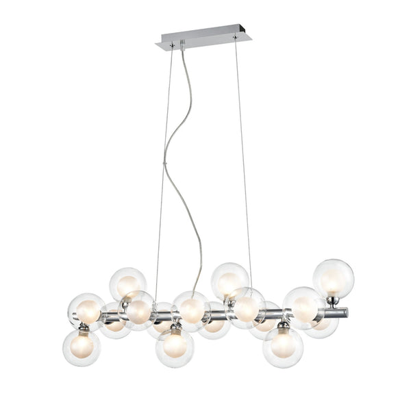 Bodella 16 Light Chrome Pendant with Clear and Opal Spheres