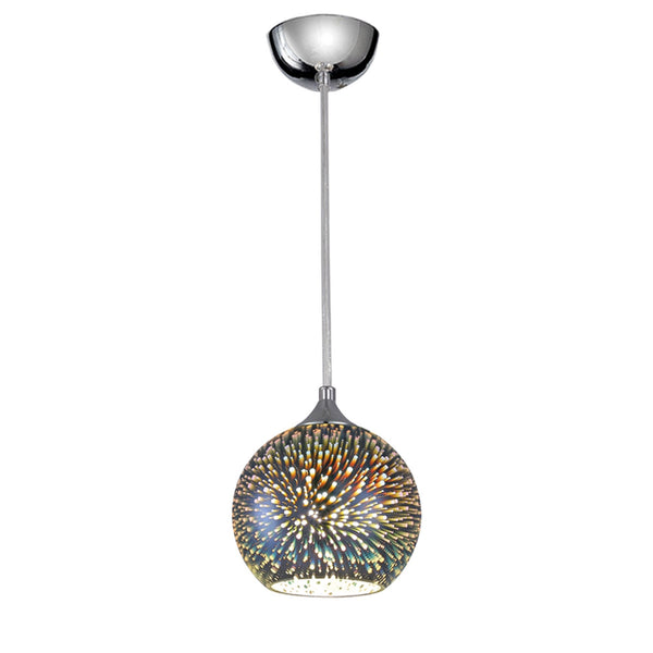 Veryan 150mm Silver Glass 3D Infinity Effect Single Pendant