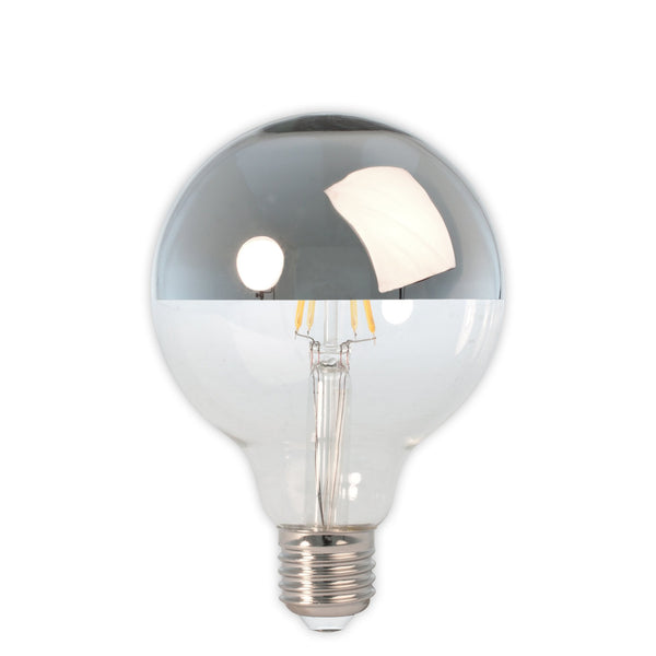 E27 Dimmable Warm White Silver Top 95mm LED Globe 4W 2300K 250lm