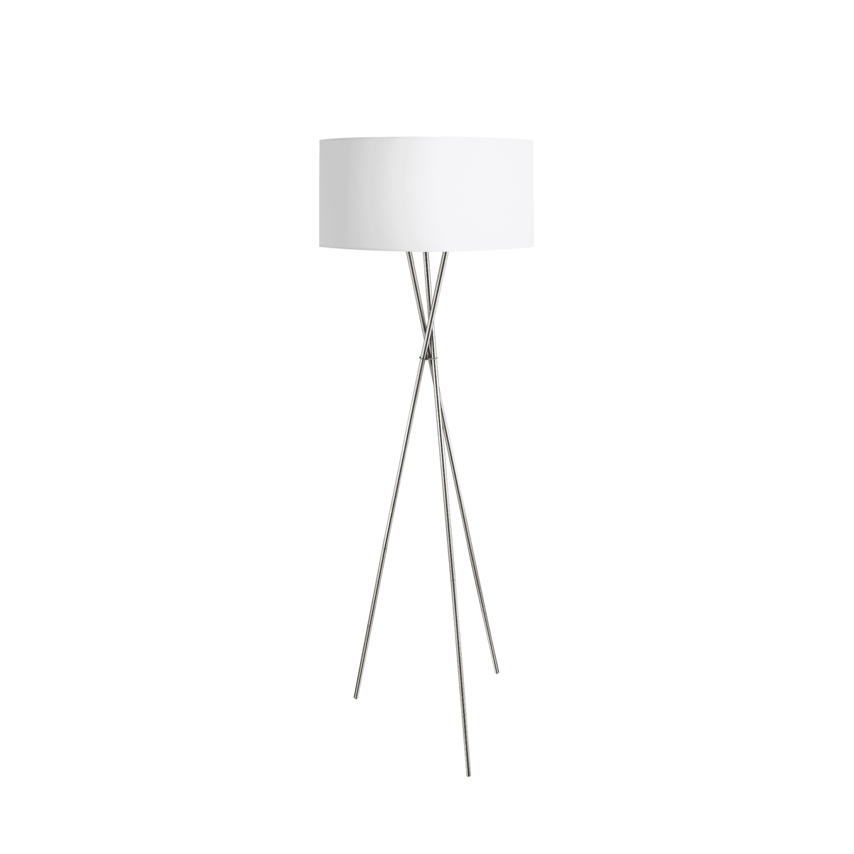 Fondachelli Tripod Floor Lamp in Nickel with White and Silver Shade