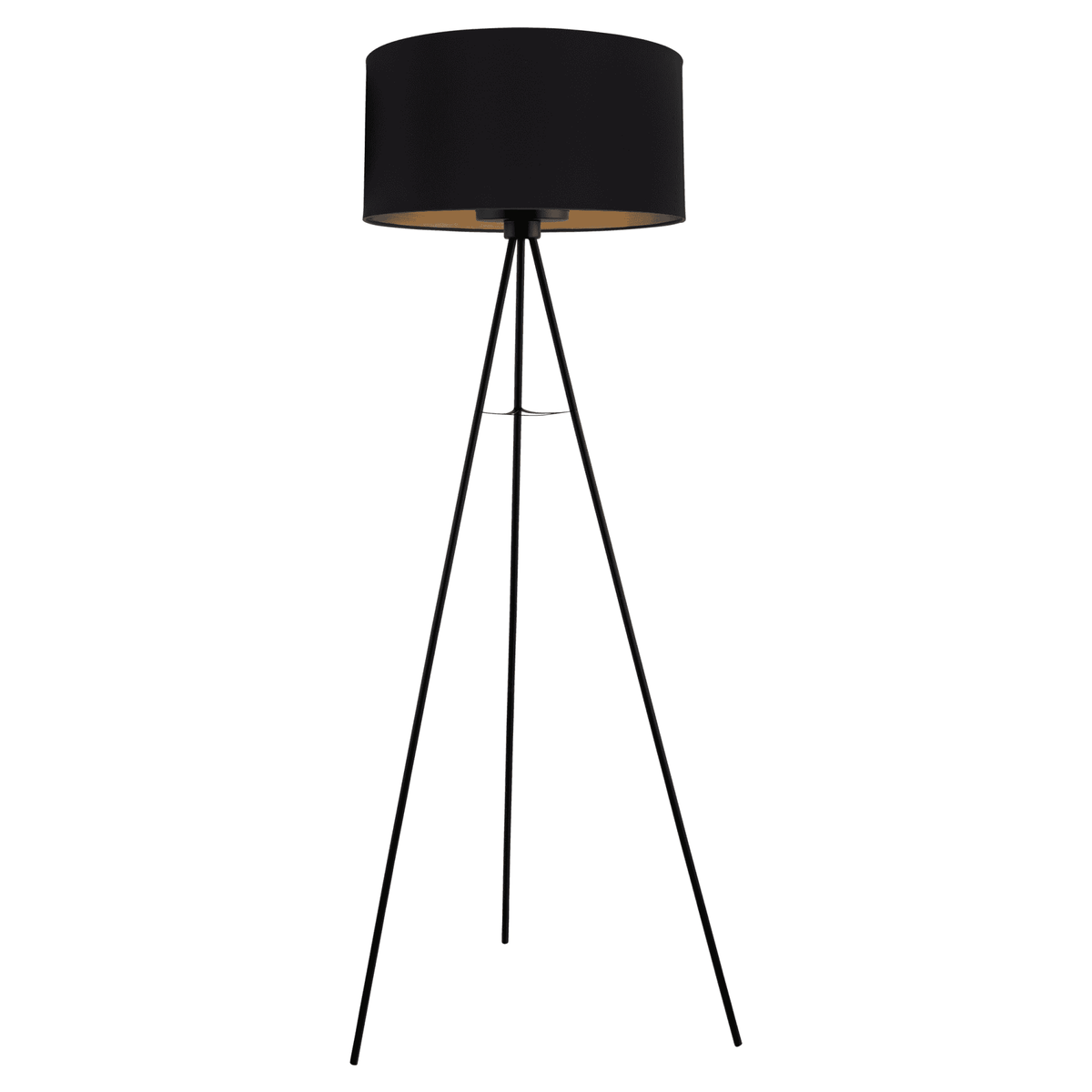 Fondachelli Tripod Floor Lamp in Black with Black and Copper Shade