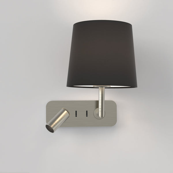 Side by Side Bedside Wall and Reading Light in Matt Nickel