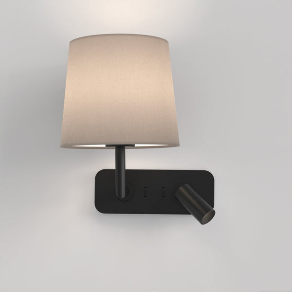 Side by Side Bedside Wall and Reading Light in Matt Black