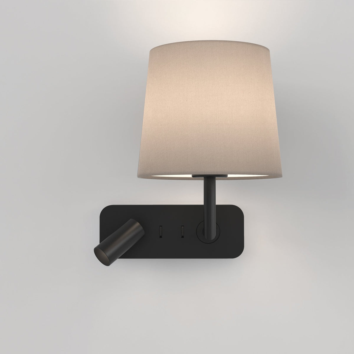 Side by Side Bedside Wall and Reading Light in Matt Black