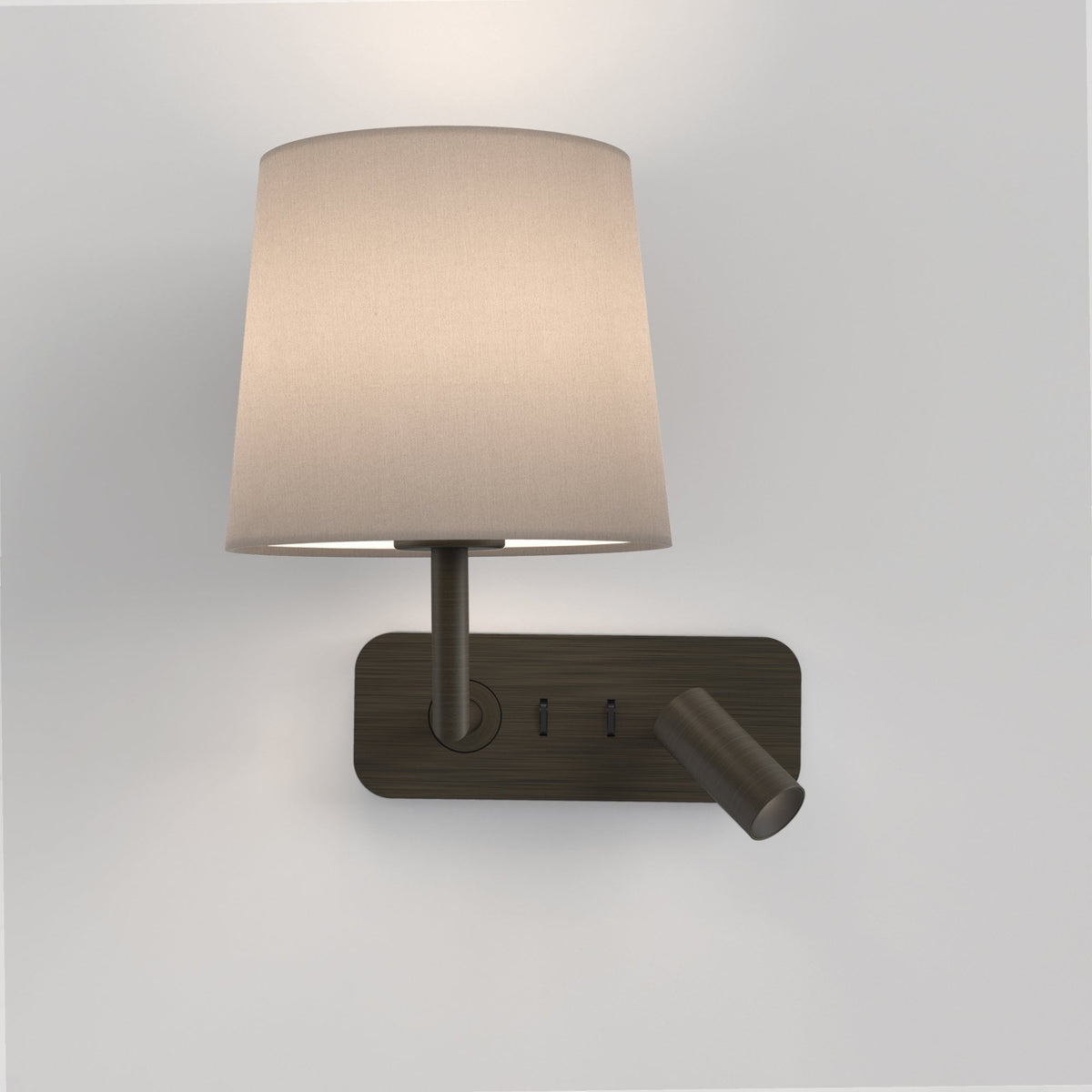 Side by Side Bedside Wall and Reading Light in Bronze