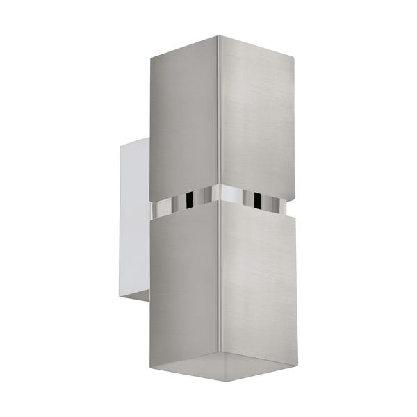 Passa Cube Up & Down Wall Light in Satin Nickel with Chrome Detailing