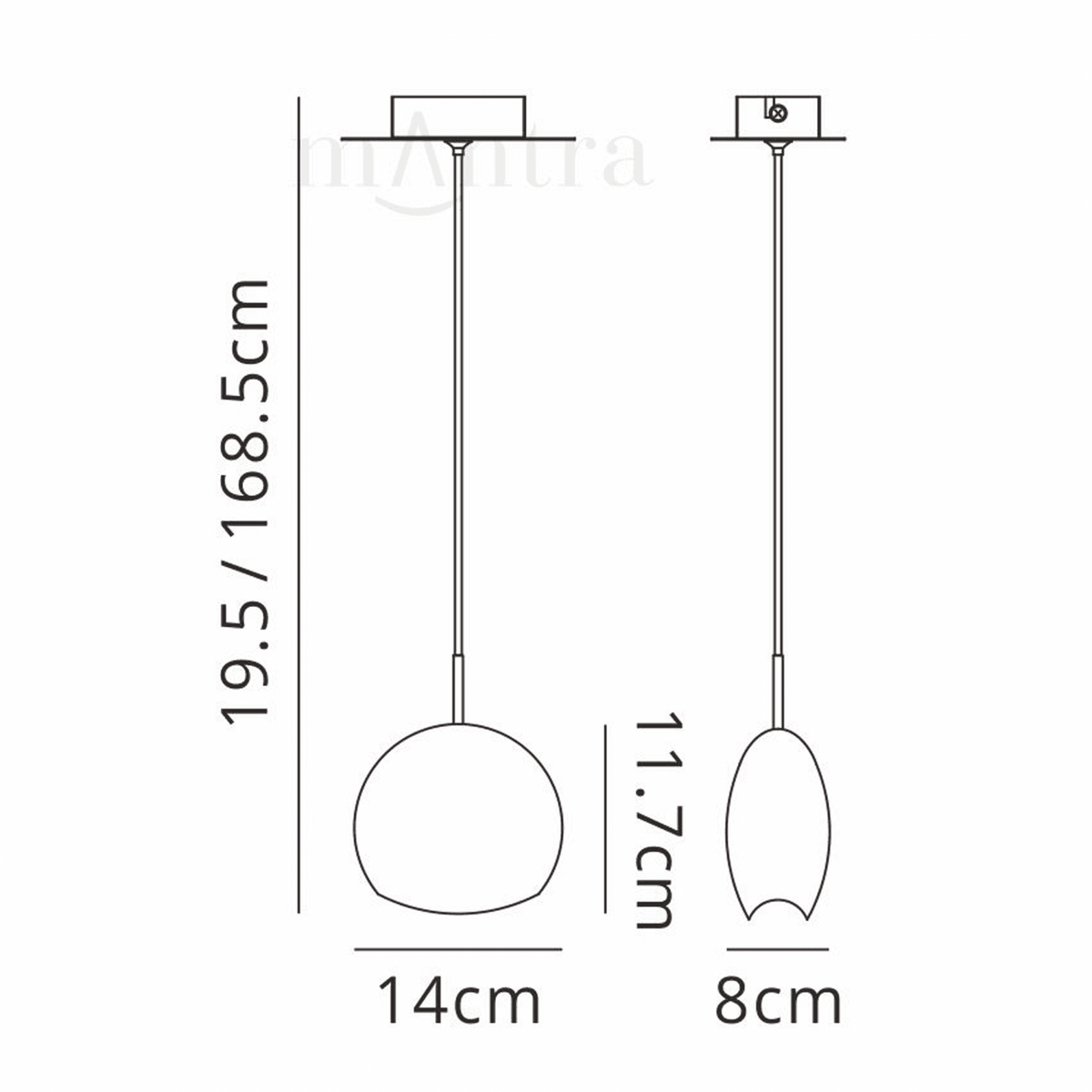 Lens 14cm Chromed Glass Pendant Light