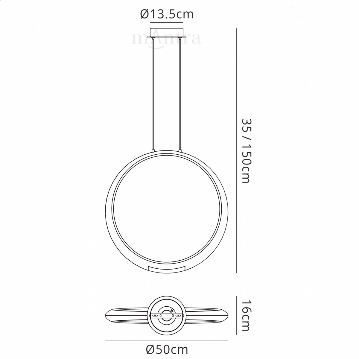 Ring 50cm 23w LED Pendant in Silver