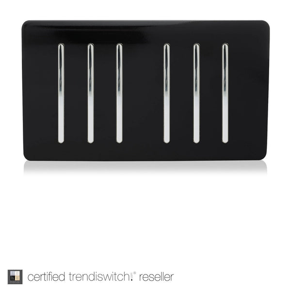 6 Gang 2 Way 10 Amp Rocker Twin Plate Switch in Gloss Black