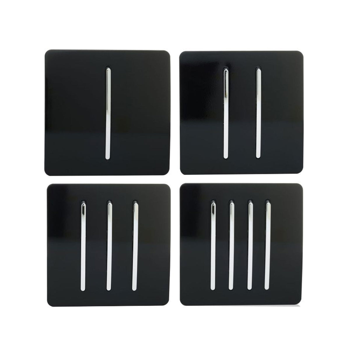 6 Gang 2 Way 10 Amp Rocker Twin Plate Switch in Gloss Black