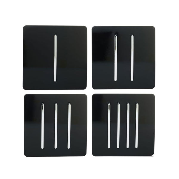 6 Gang 2 Way 10 Amp Rocker Twin Plate Switch in Gloss Black