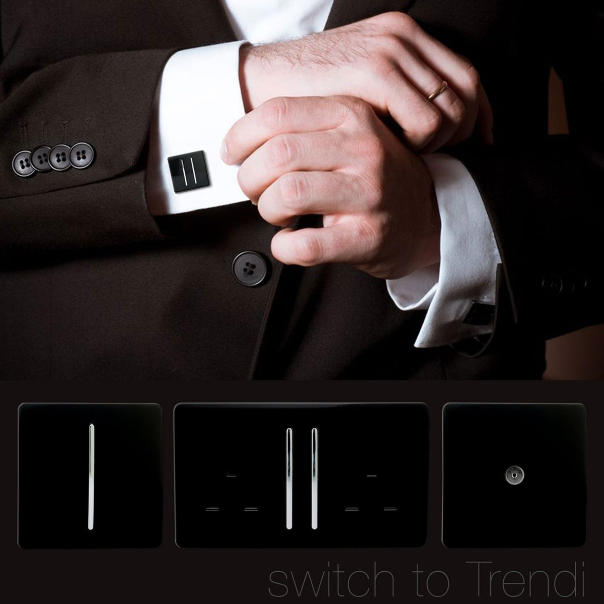 6 Gang 2 Way 10 Amp Rocker Twin Plate Switch in Gloss Black