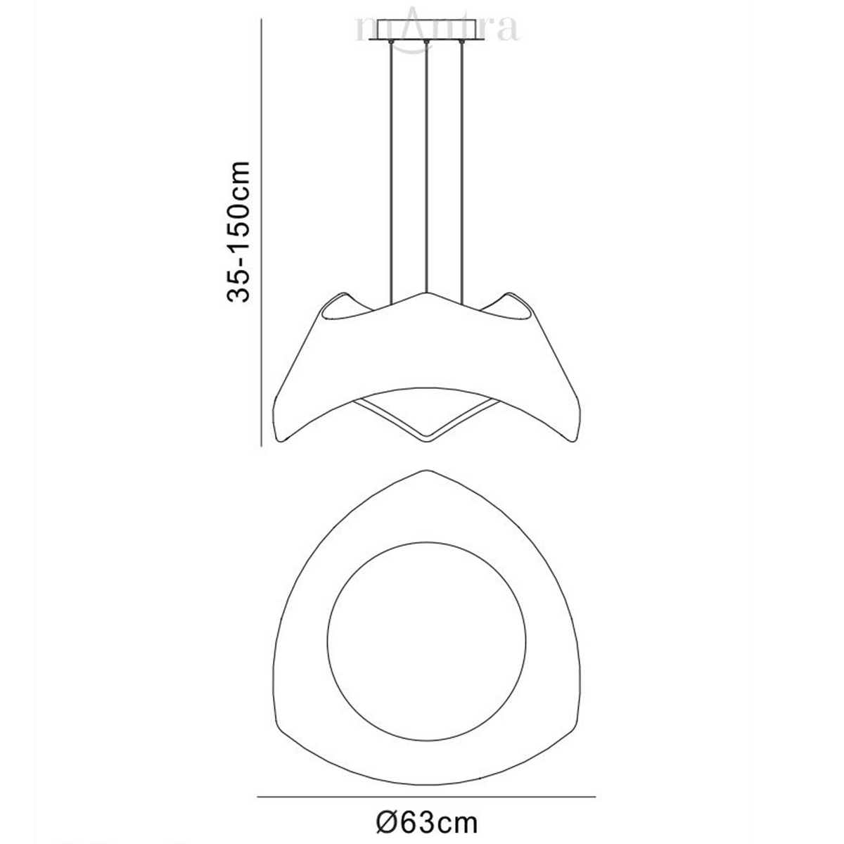 Maui Large 3 Light E27 Pendant Light in Cement Effect
