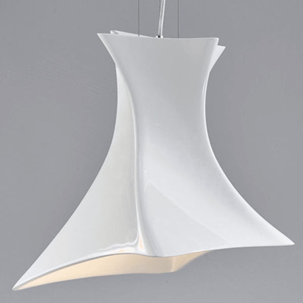 Twist E27 Fibreglass Pendant Light in Gloss White