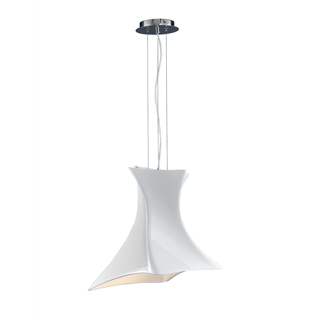 Twist E27 Fibreglass Pendant Light in Gloss White