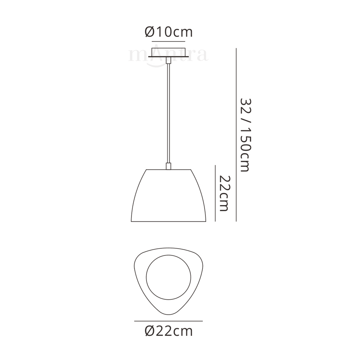 Triangle 220 Small Pendant Light in Gloss White