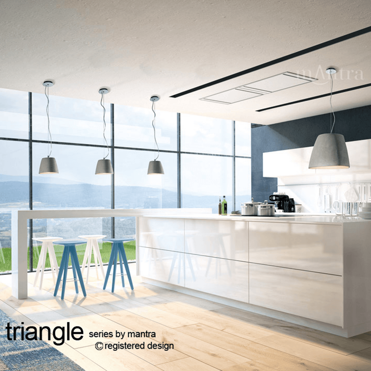 Triangle 220 Small Pendant Light in Cement Effect