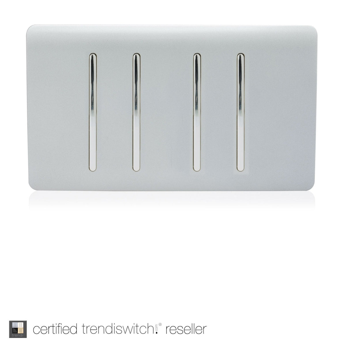 4 Gang 2 Way 10 Amp Rocker Twin Plate Switch in Silver