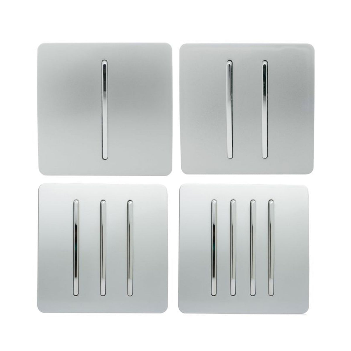 4 Gang 2 Way 10 Amp Rocker Twin Plate Switch in Silver