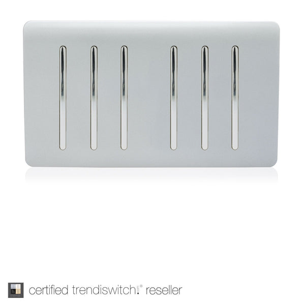 6 Gang 2 Way 10 Amp Rocker Twin Plate Switch in Silver