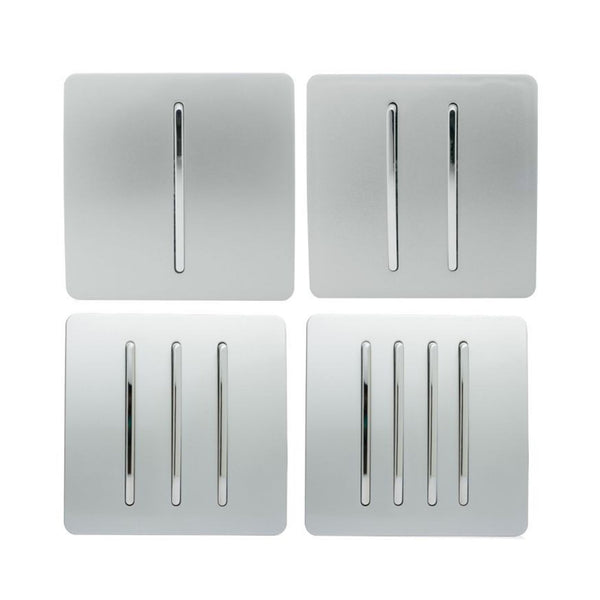 6 Gang 2 Way 10 Amp Rocker Twin Plate Switch in Silver