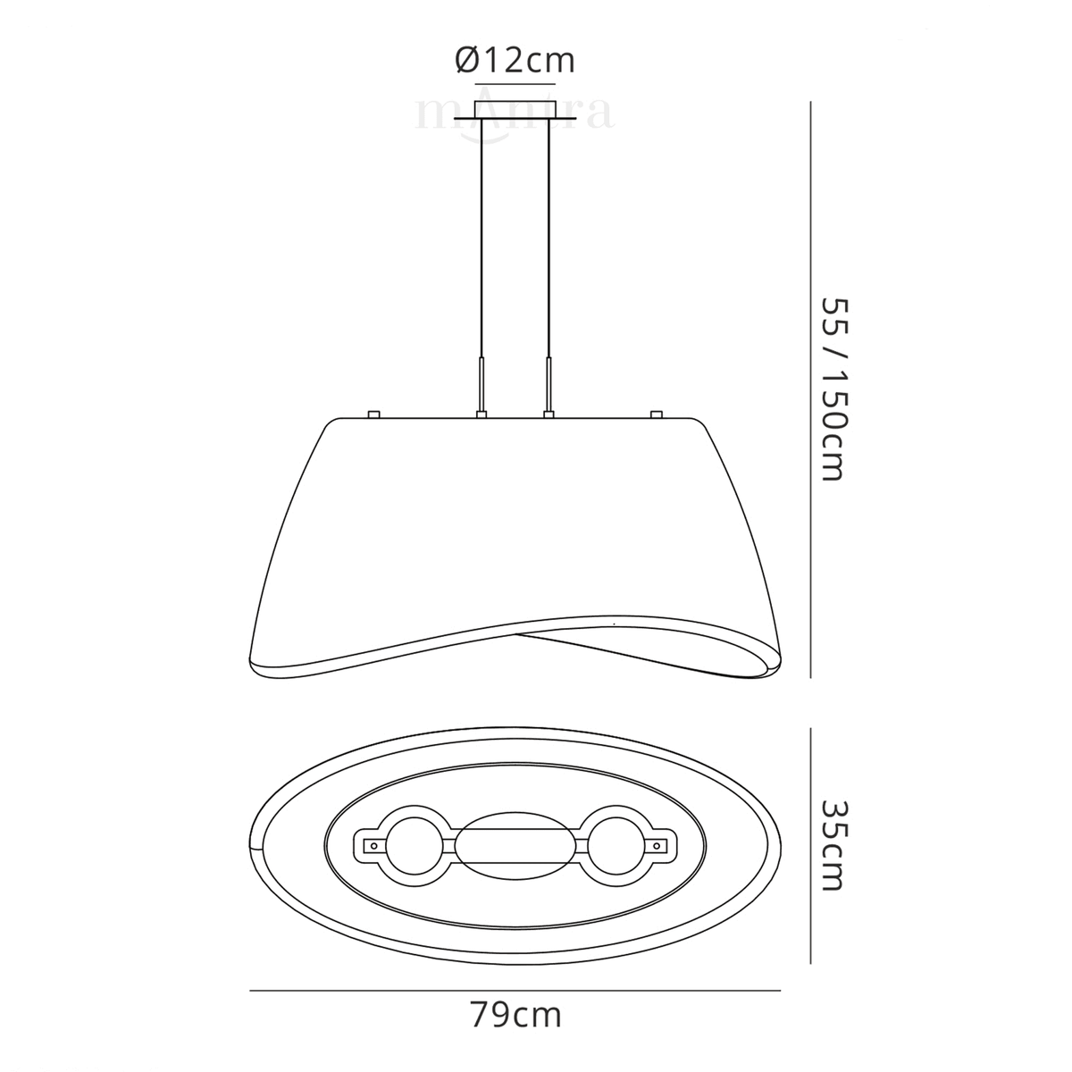 Cool 2 Light Indoor/Outdoor IP44 Oval Pendant in Opal White