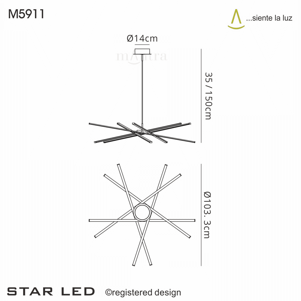 Star 100 Large LED Dimmable Pendant Light