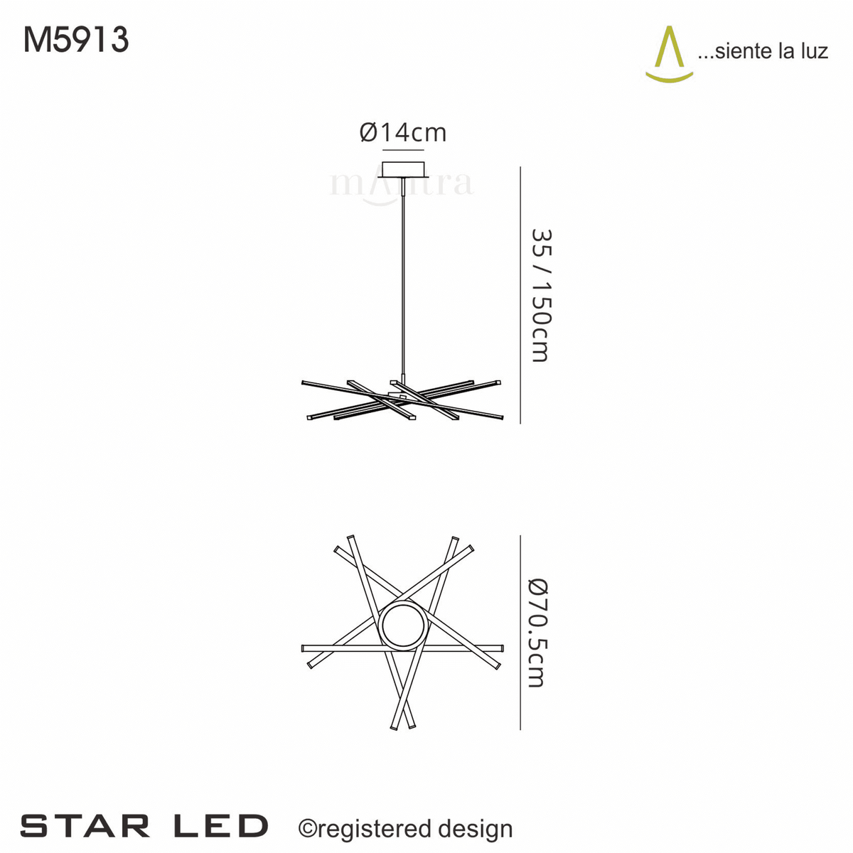 Star 69 Medium LED Dimmable Pendant Light In Chrome