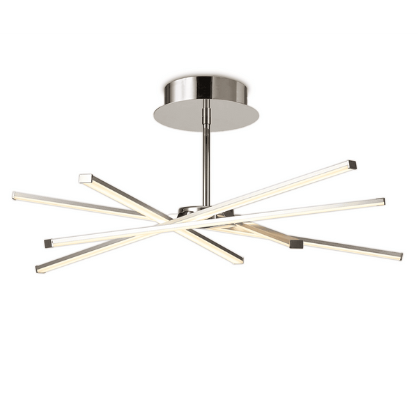 Star Large LED Dimmable Semi Flush Ceiling Light In Chrome