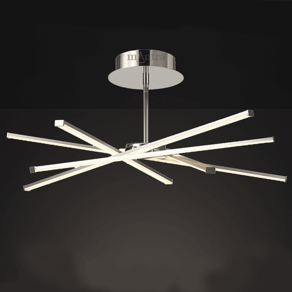 Star Large LED Dimmable Semi Flush Ceiling Light In Chrome
