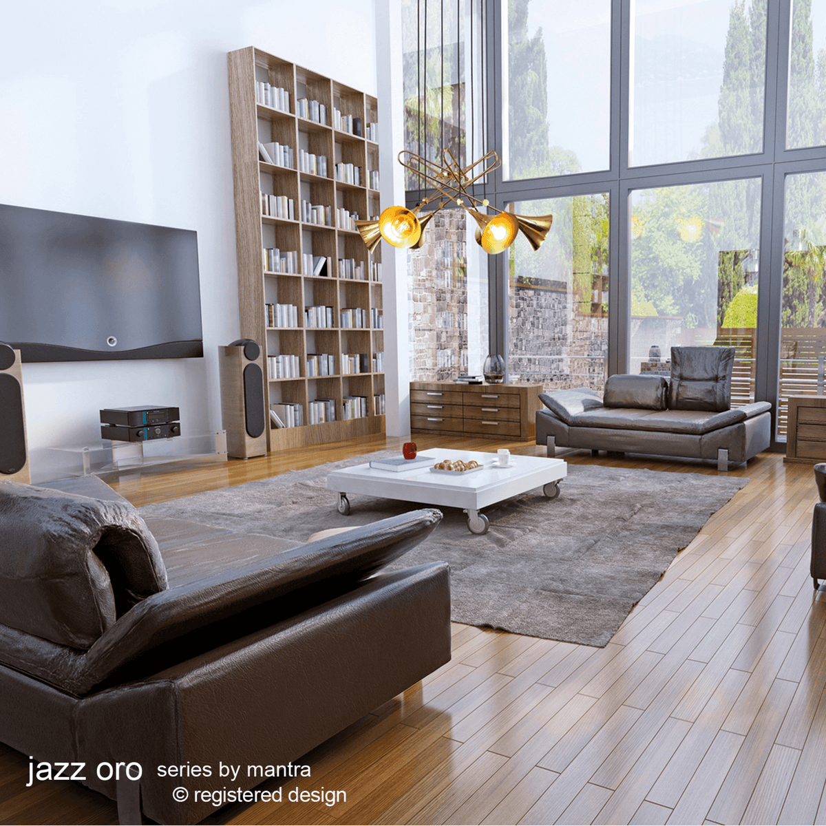 Jazz Oro 6 Light Pendant in Polished Gold