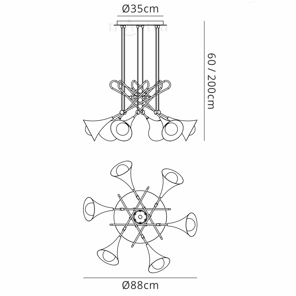Jazz Oro 6 Light Pendant in Polished Gold