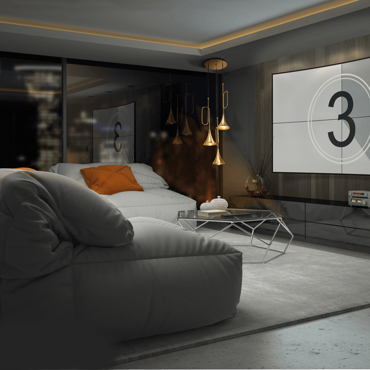 Jazz Oro 3 Light Pendant in Polished Gold