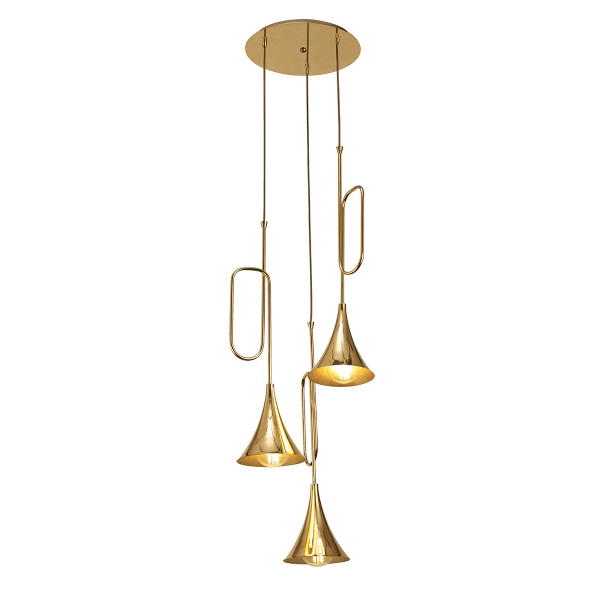 Jazz Oro 3 Light Pendant in Polished Gold