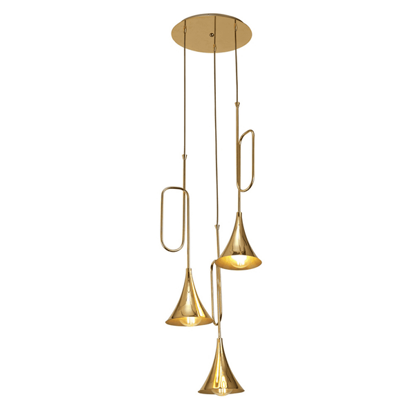 Jazz Oro 3 Light Pendant in Polished Gold