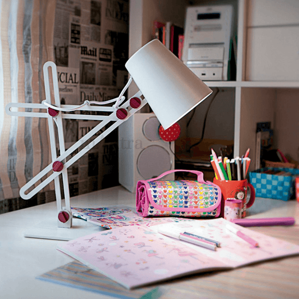 Looker Adjustable Desk Lamp in White and Purple