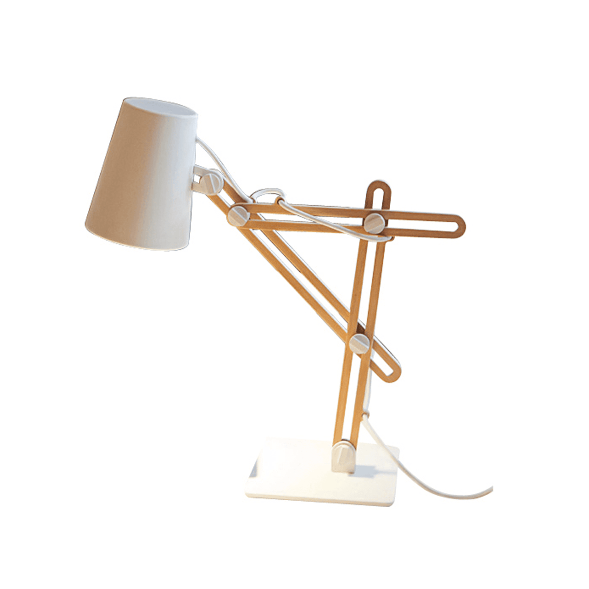 Looker Adjustable Desk Lamp in White and Beech Wood