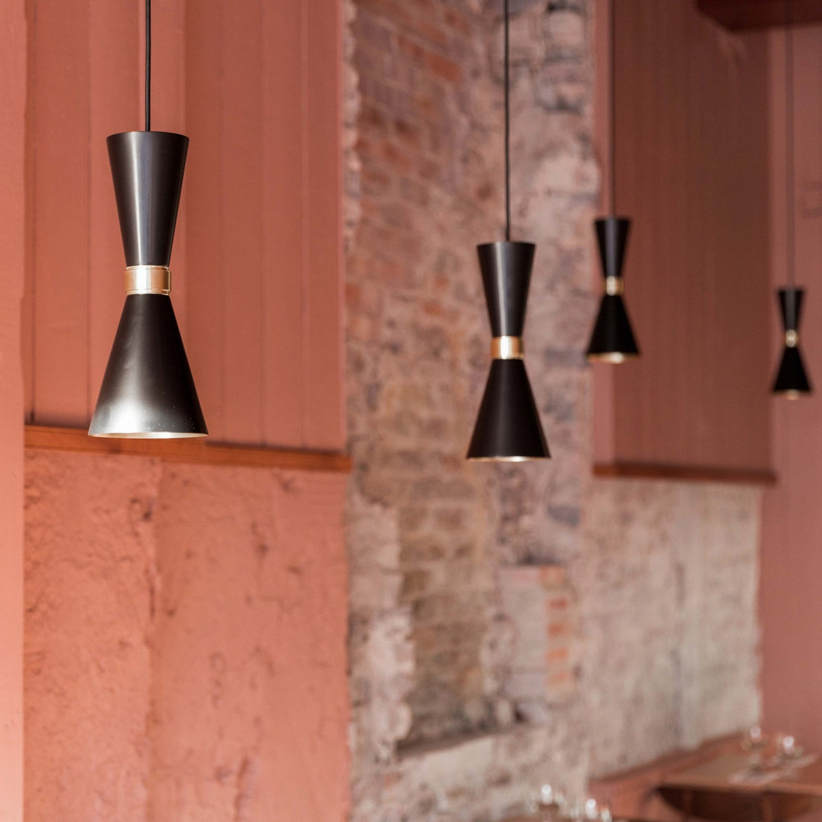 Cairo Contemporary Pendant Light Matt Black and Brass